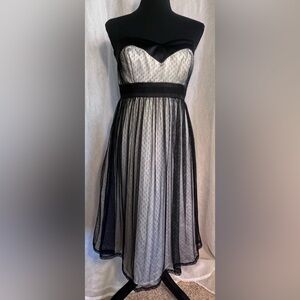White House Black Market Strapless Black and White Dress